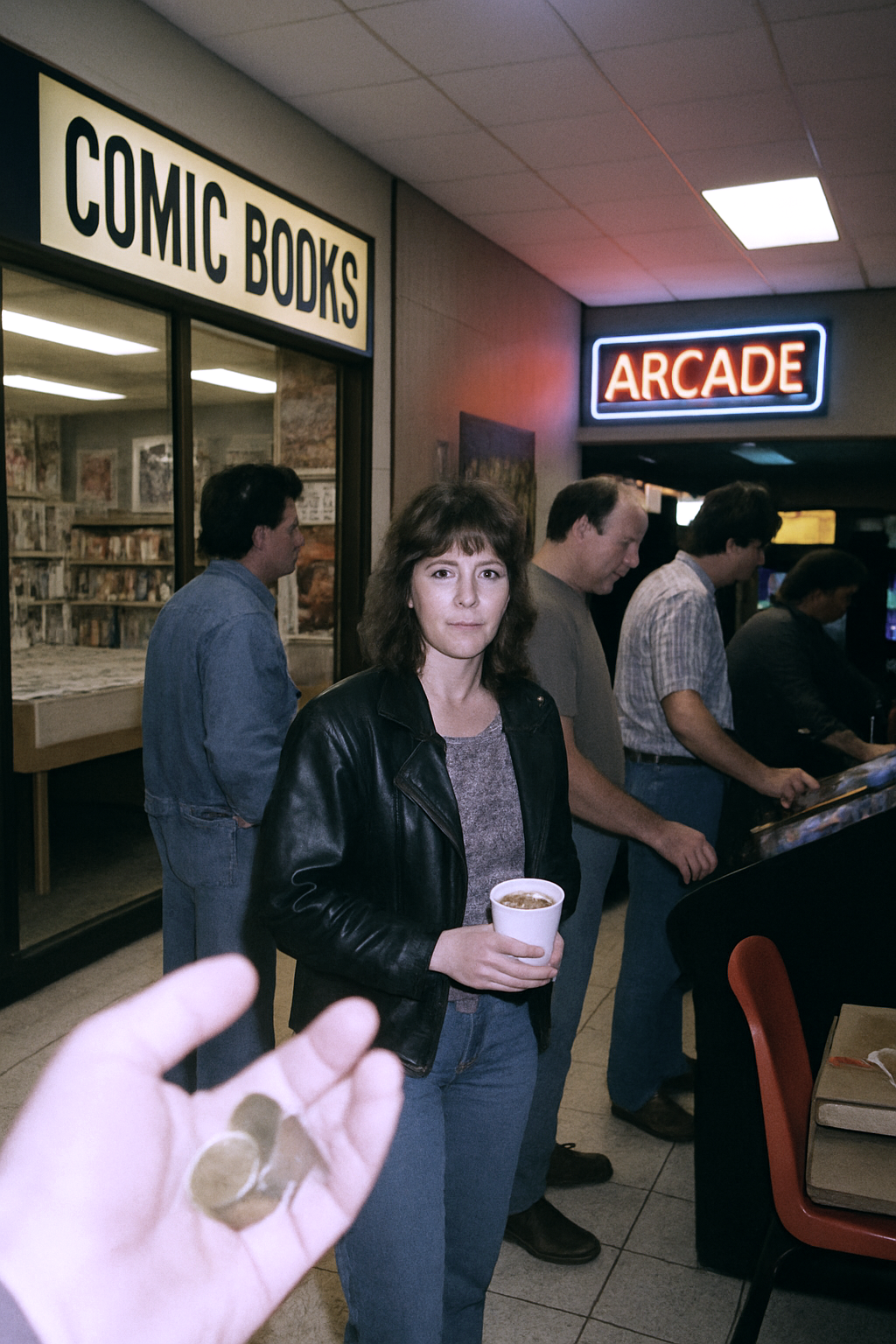 Comic book shops beside arcades