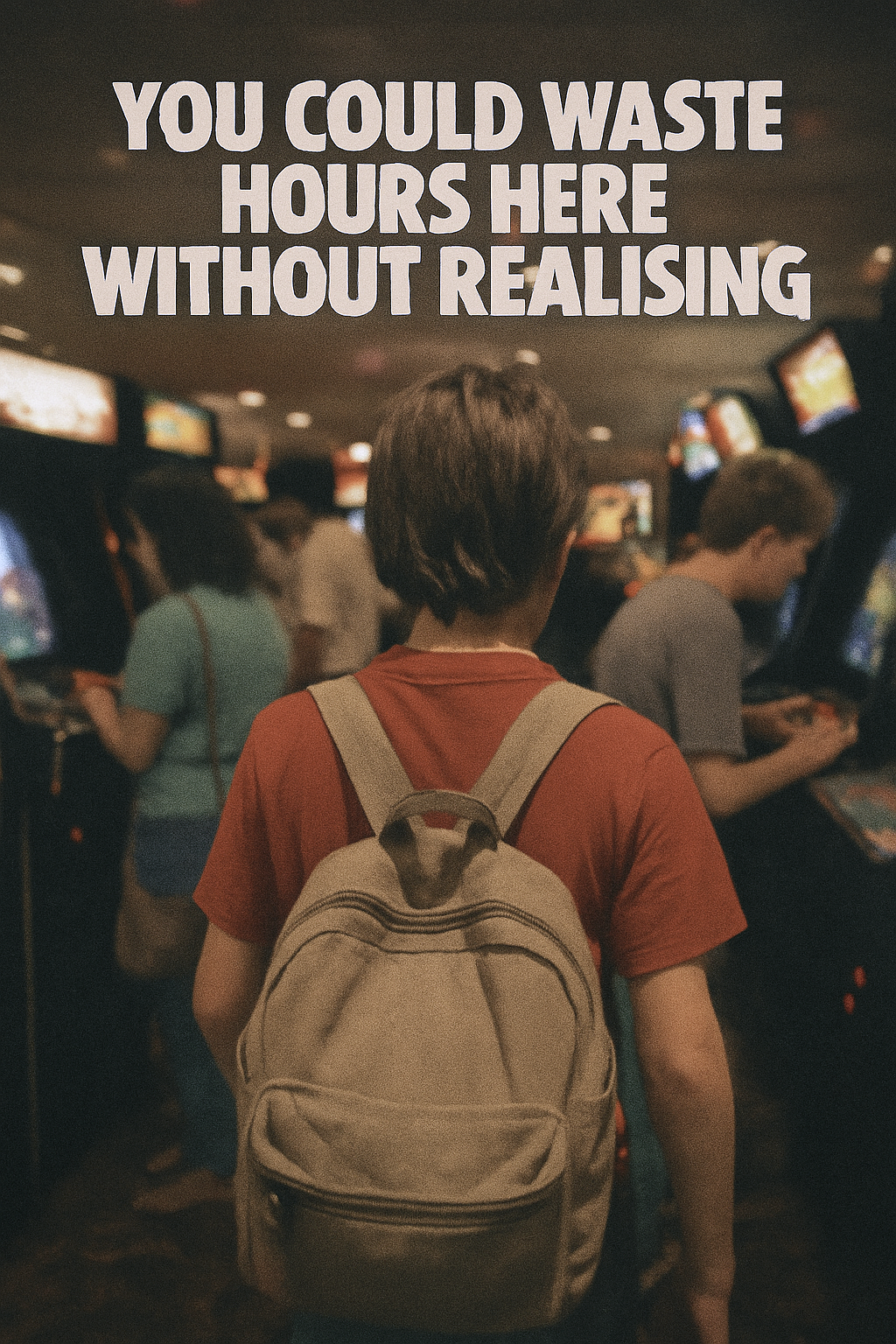 carrying a school bag through a noisy arcade second image
