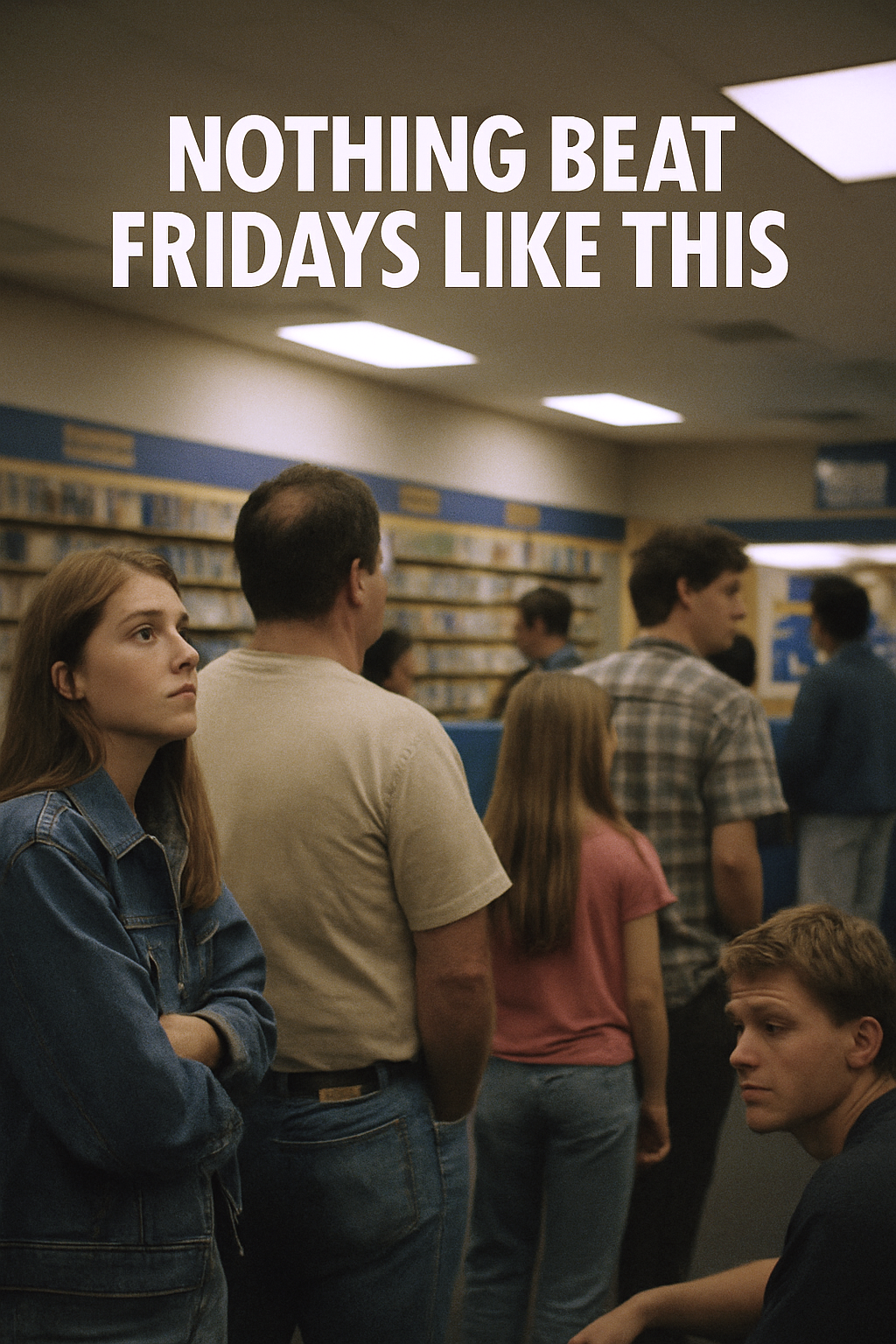 standing in line at Blockbuster on Friday nights